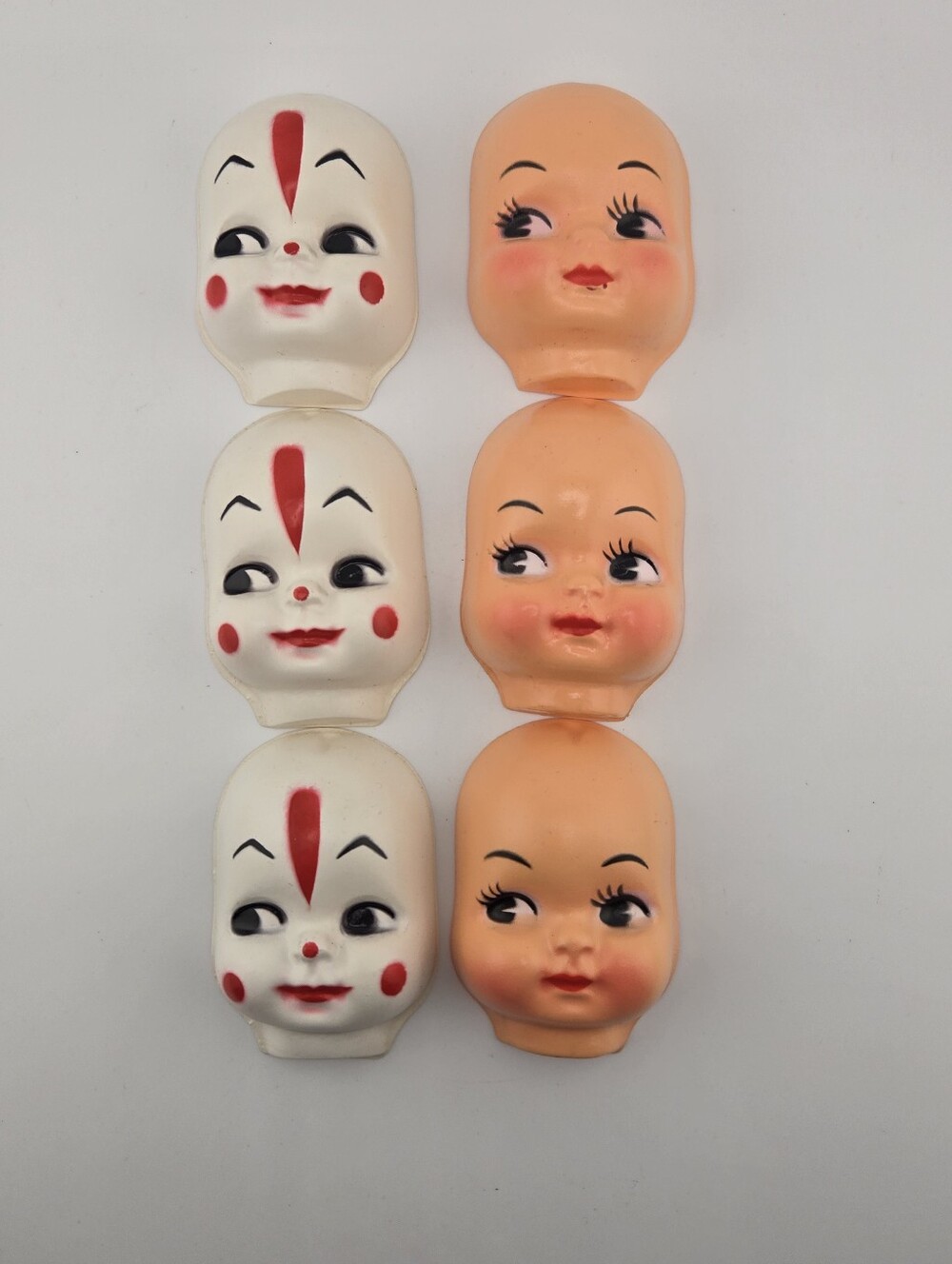 Vtg Plastic Craft Doll Faces and Clown Head Blanks Lot Of 6